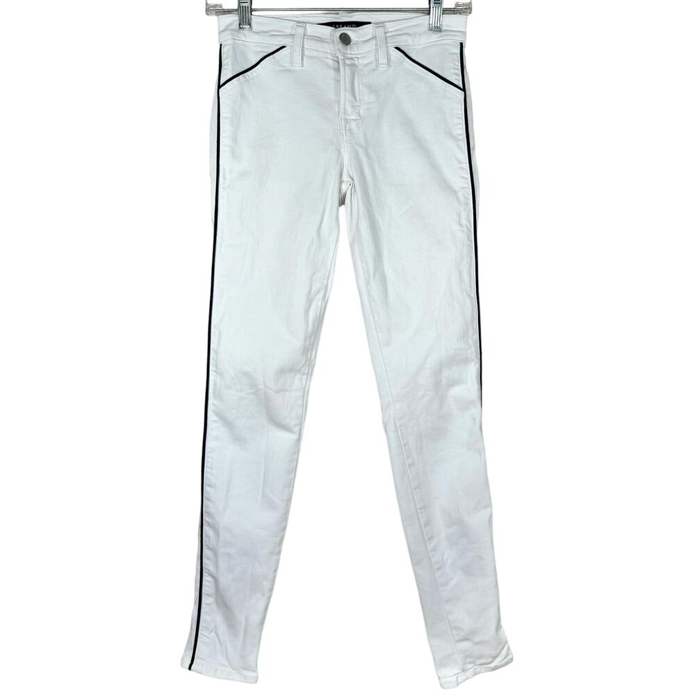 J Brand White Skinny Jeans Black Piping 25 Ankle Preppy